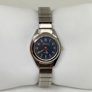 Details women silver tone blue dial wrist watch 25mm stainless size 6”running